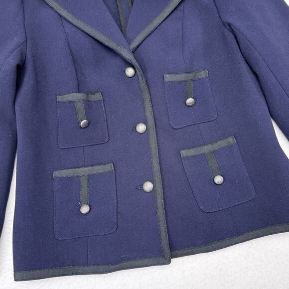 Anthropologie Cartonnier Jacket Size 6 Navy Blue Blazer Military Pockets Career - Picture 3 of 11